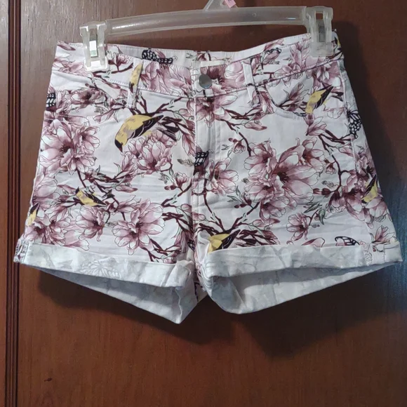 H&M bundle lot 3 booty shorts size 2 blue floral mauve pink floral yellow birds - Picture 2 of 14